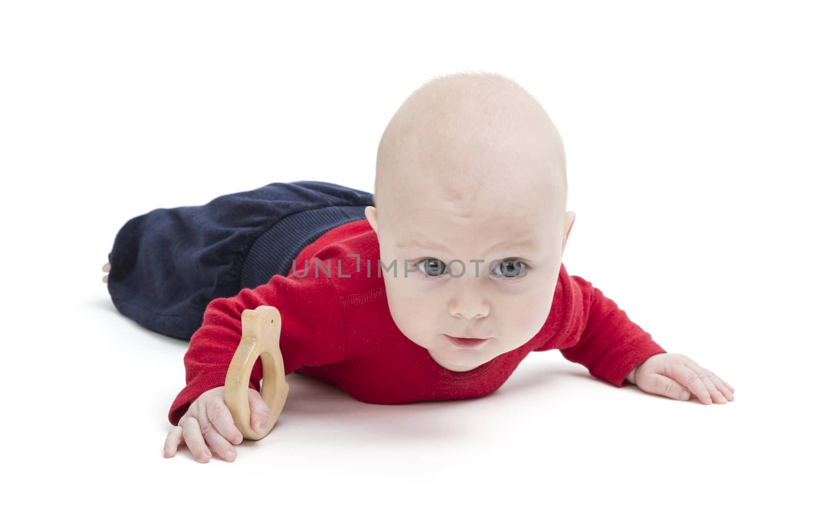 baby on floor, isolated in white background by gewoldi