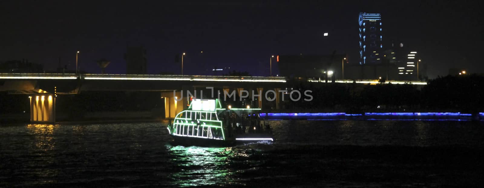 Ship moving by Pearl river in the night