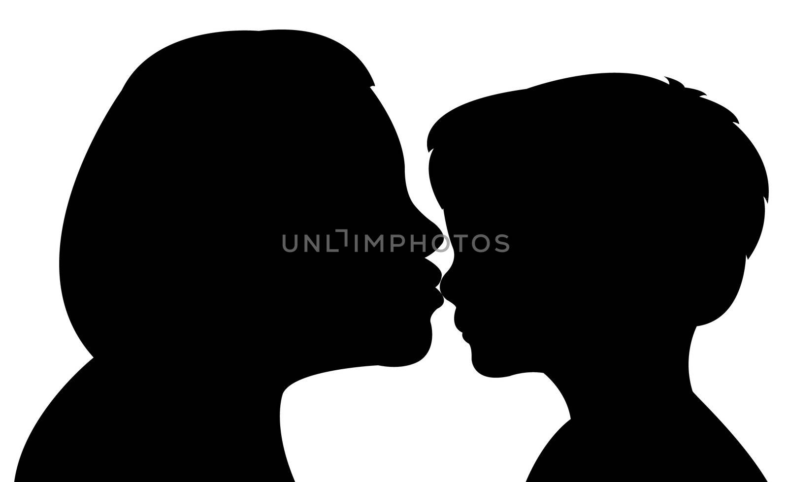 mother kissing her baby, vector by Dr.G