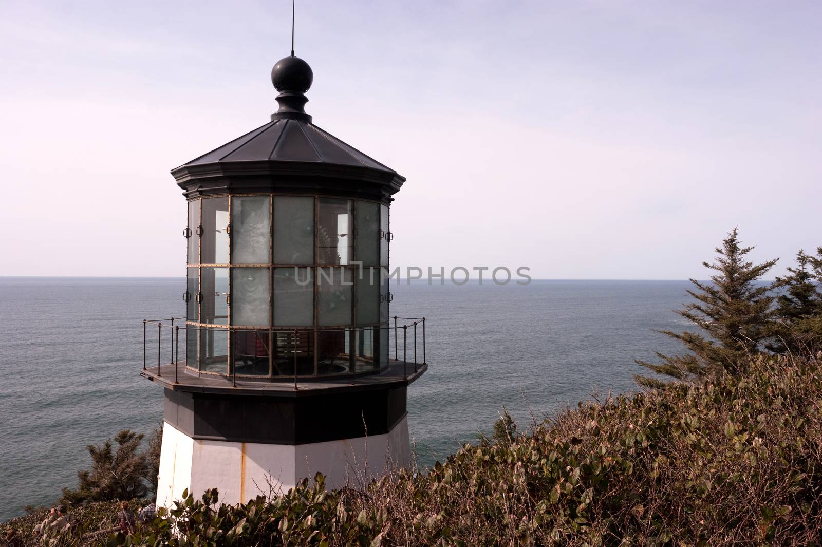 Cape Mears Lighthouse sits high on a bluff overlooking the Pacific Ocean