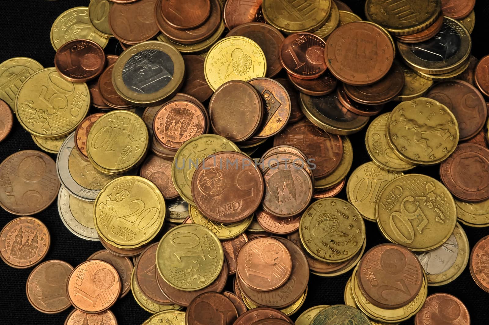 Photo Background Texture With Small Coins Of Different European Countries