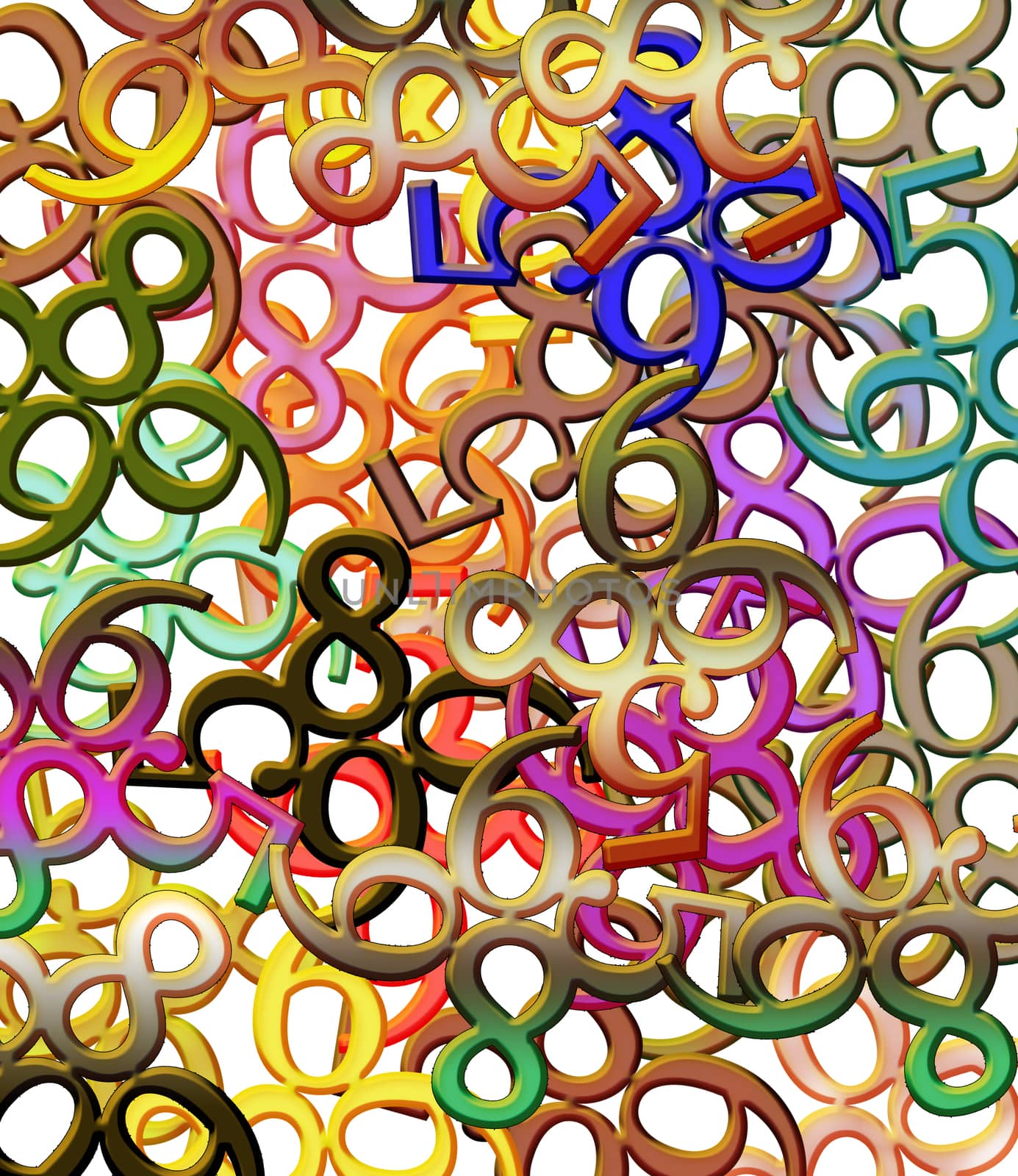 texture from many multicolored figures five, eight, nine, six