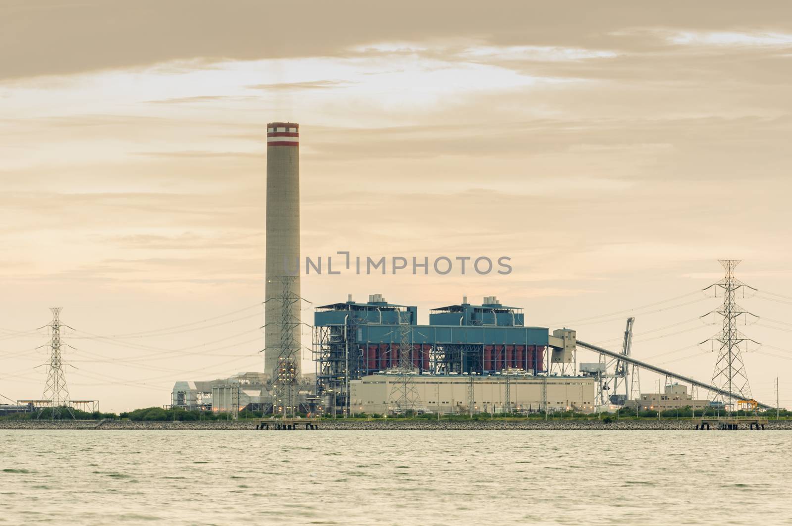 Power stations edge the sea at Rayong, Thailand.