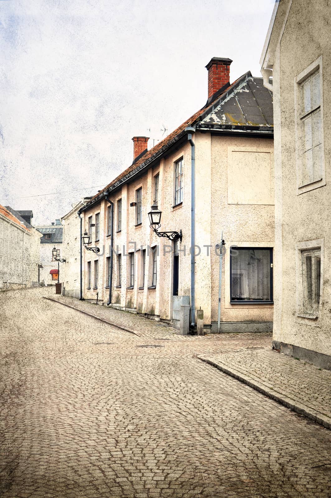 Picturesque small medivial street in Sweden.