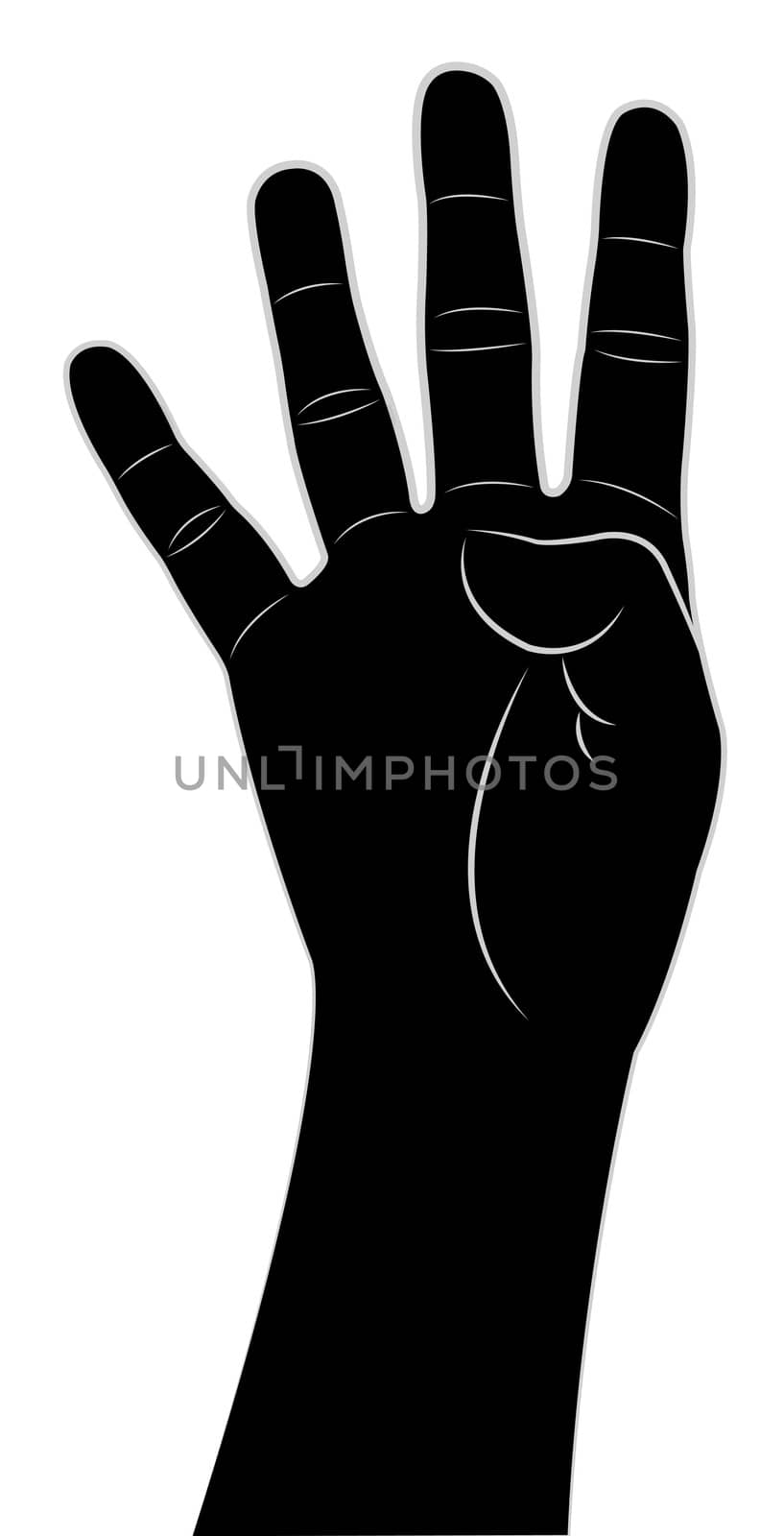 four fingers up, hand vector by Dr.G