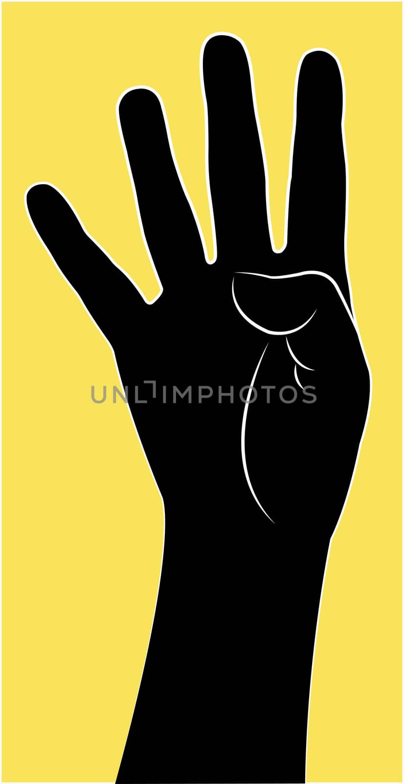 four fingers up, hand vector by Dr.G