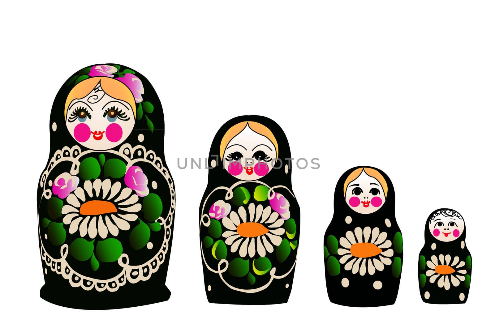 Matryoshka dolls in vector, Russian nested dolls, Babushka dolls, Russian Souvenir,