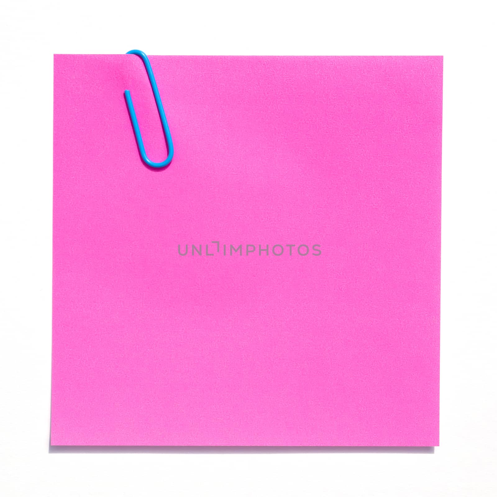 Blank pink sticky note isolated on white background