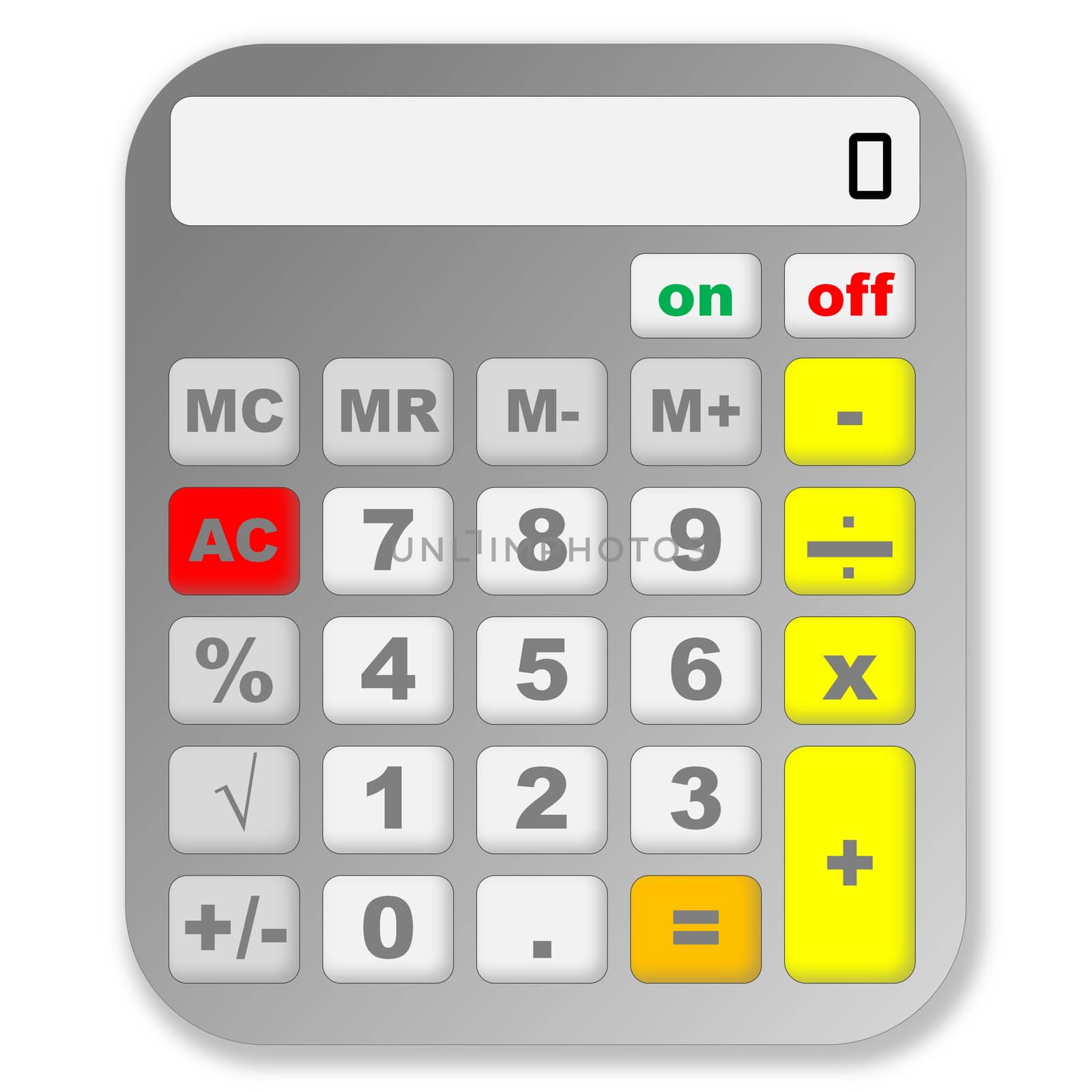 One colorful calculator isolated in white background