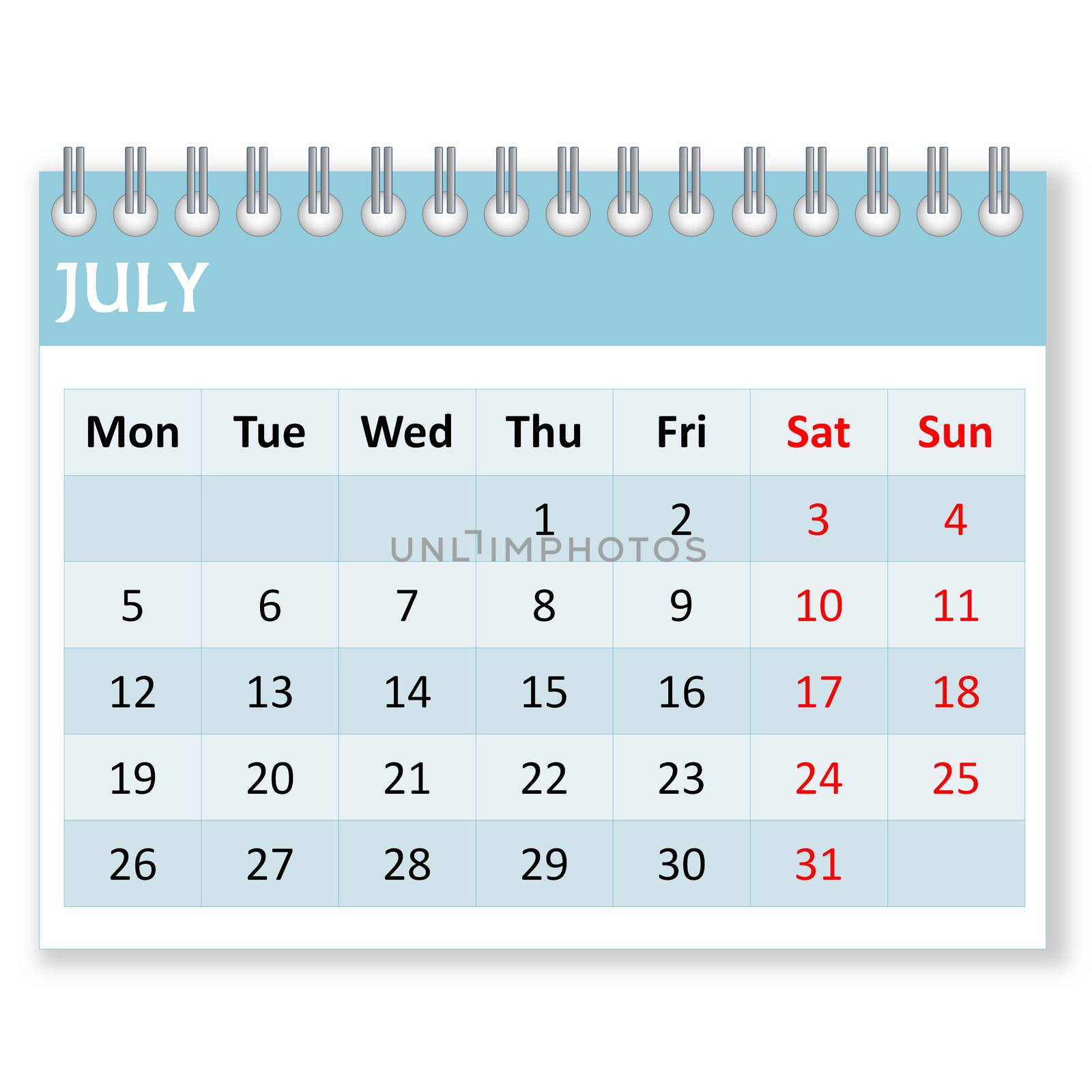 Calendar sheet for july by Elenaphotos21