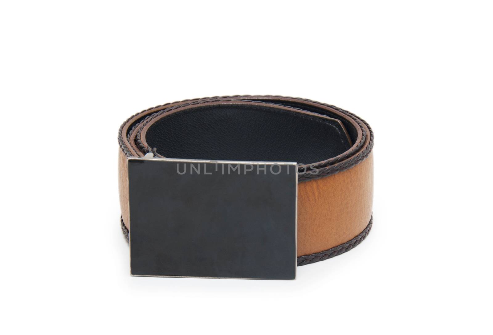 beautiful and the leather belt on a white background by cocoo