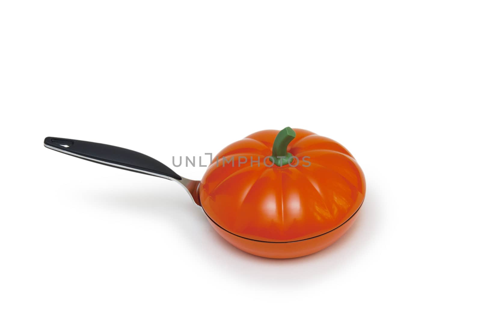 Orange frying pan isolated 