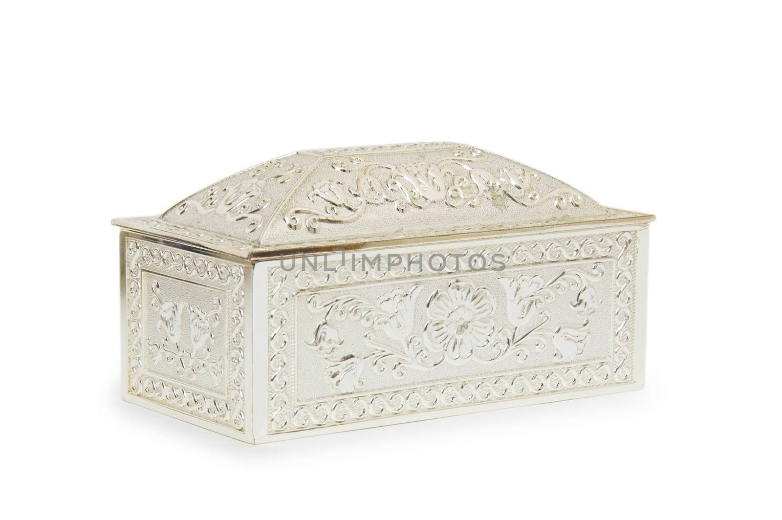 silver jewelry box isolated on white  by cocoo