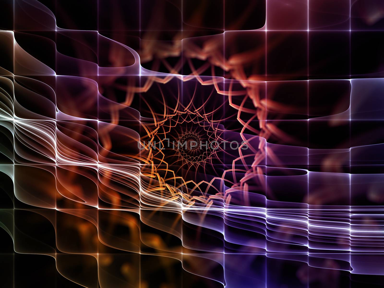 Geometry of Space series. Abstract design made of conceptual grids, curves and fractal elements on the subject of physics, mathematics, technology, science and education