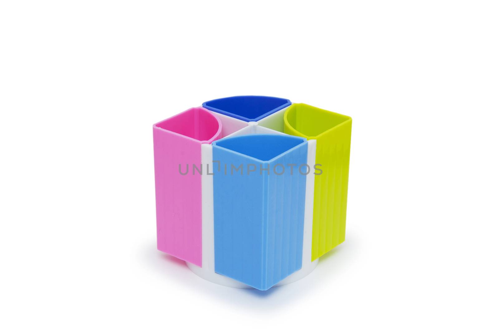 Colorful pencil holder isolated on white background  by cocoo