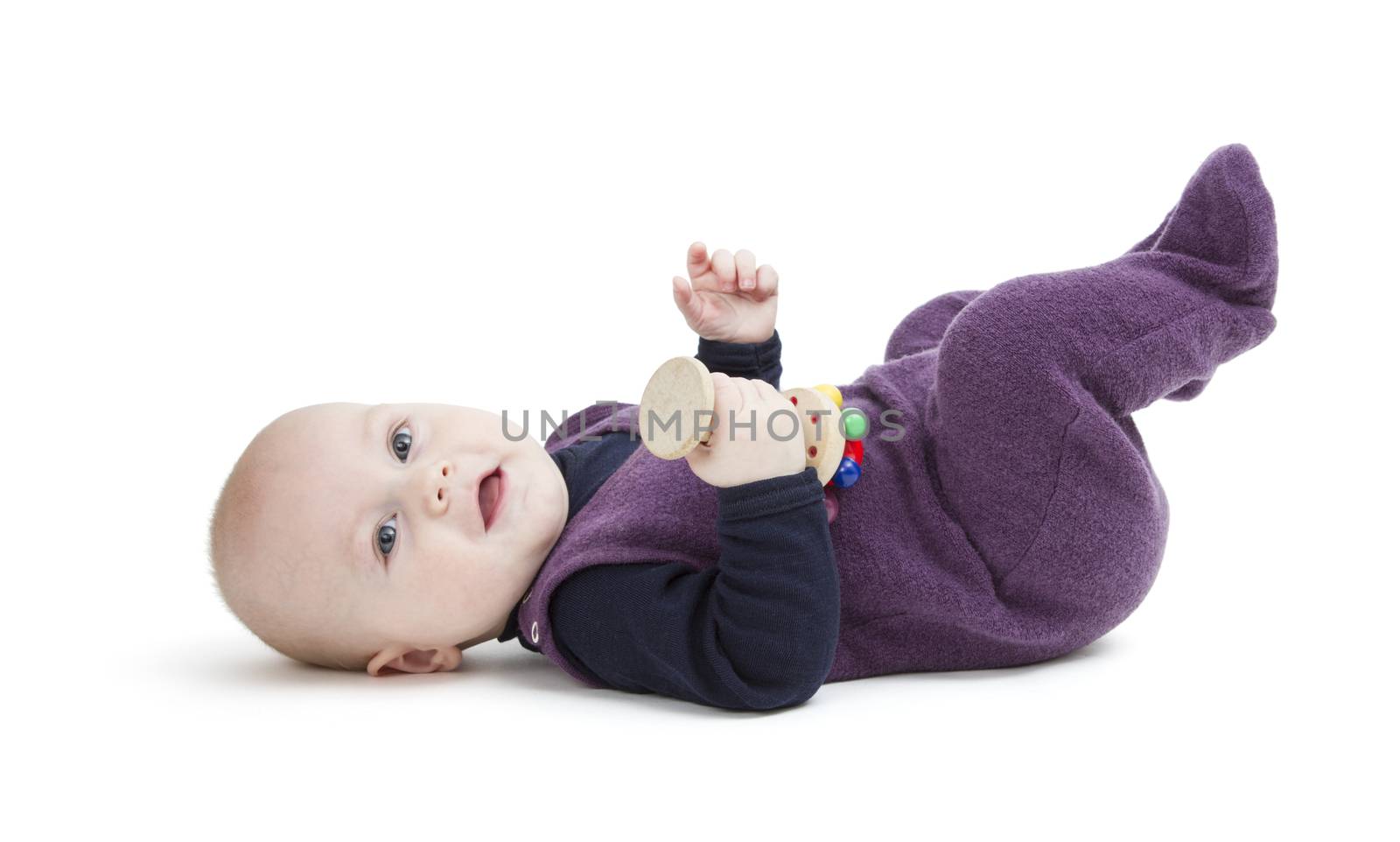 young child isolated on white background looking to camera