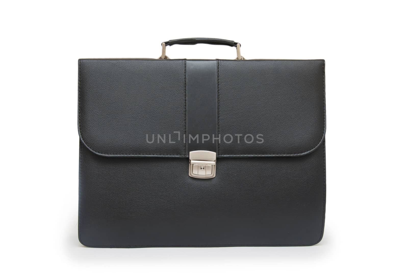 Black business briefcase (front view) on white background by cocoo