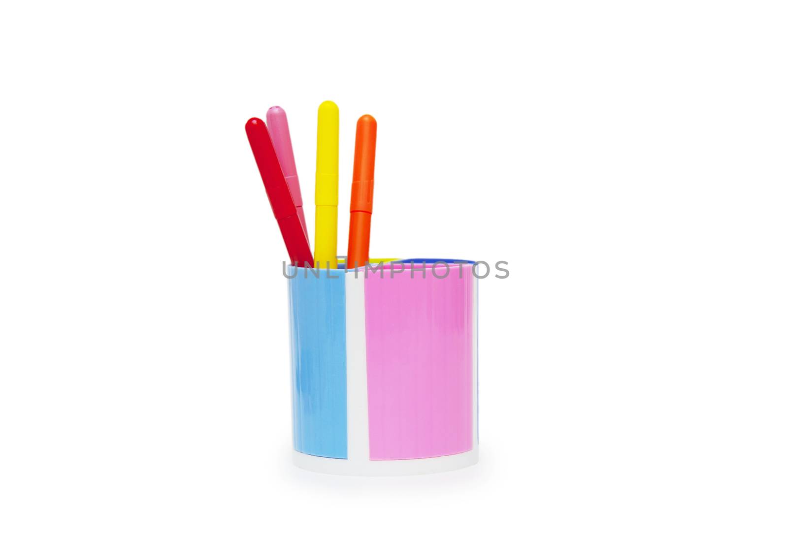 pencils in holder isolated on white background