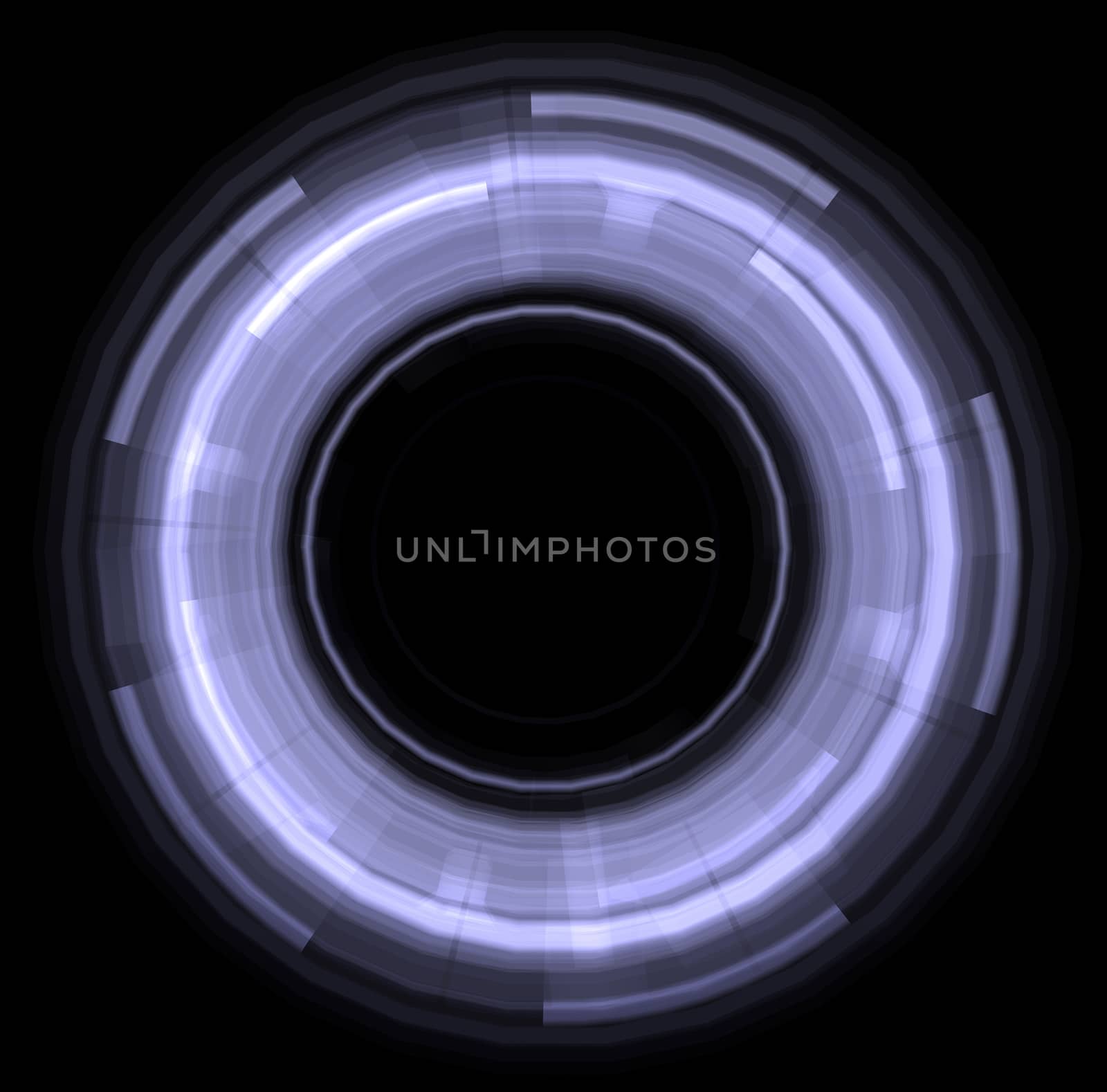 Abstract glowing circle. Design element. Isolated on a black background
