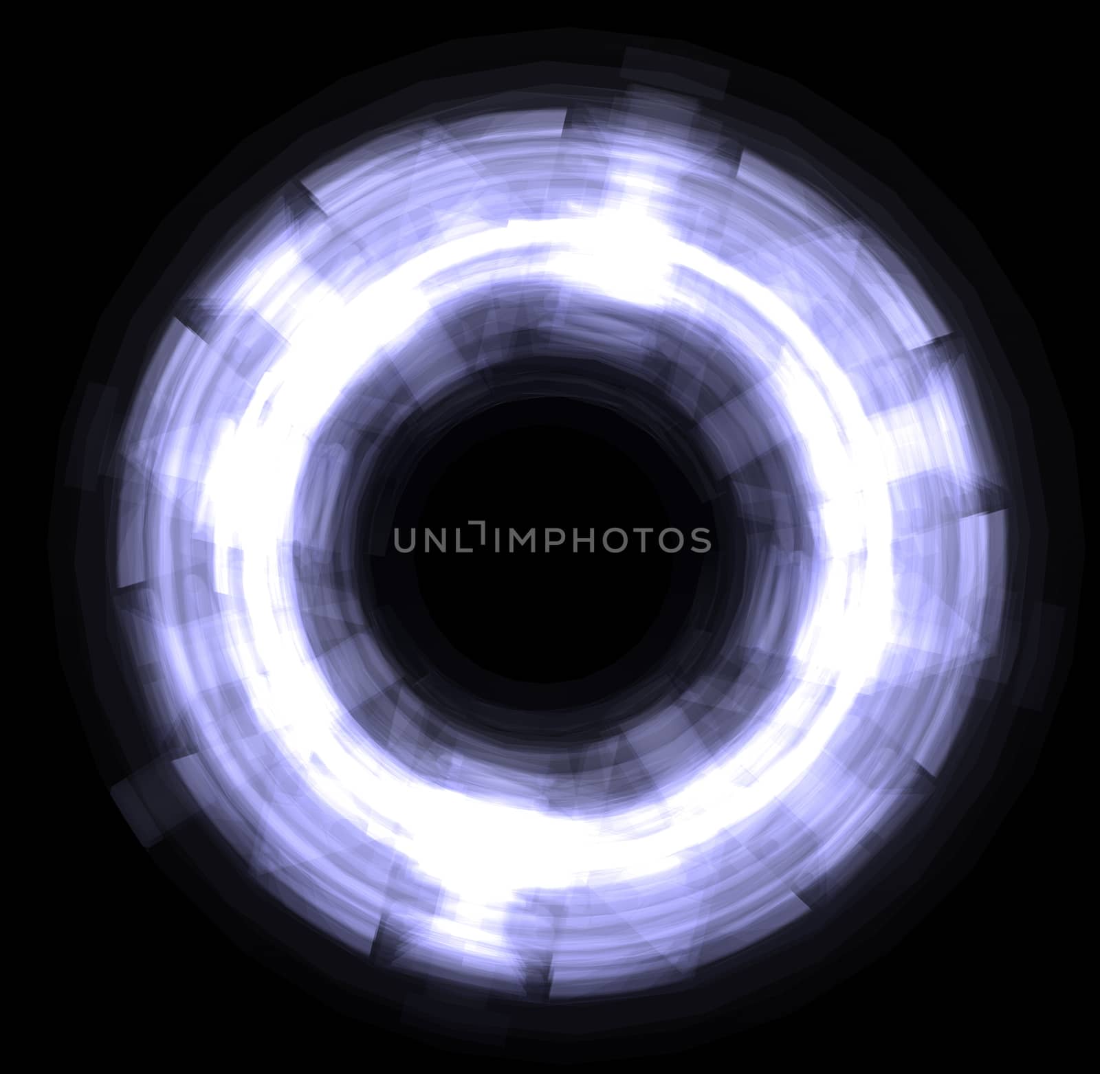 Abstract glowing circle. Design element. Isolated on a black background