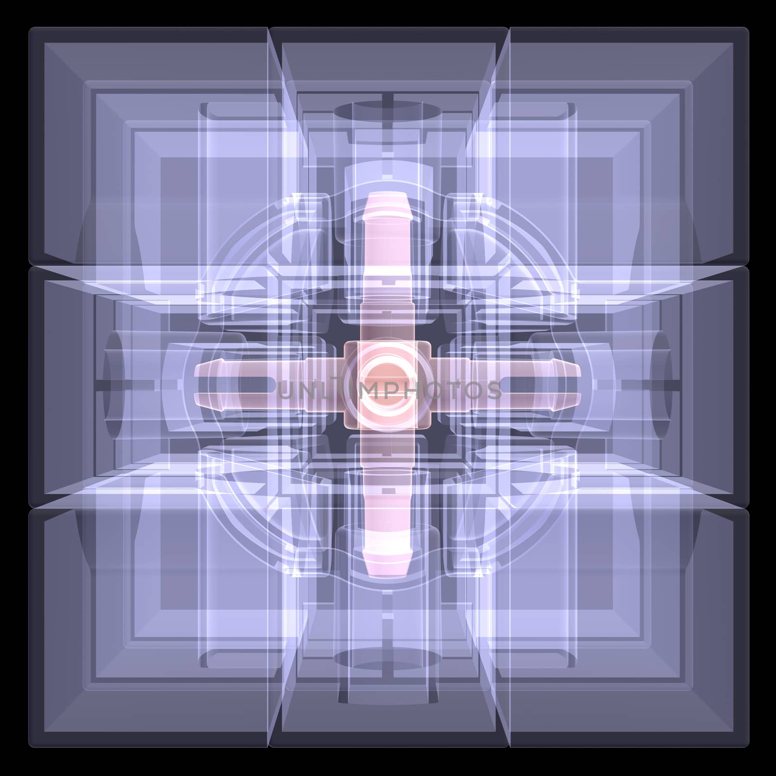 Several cubes connected by one core. X-ray by cherezoff