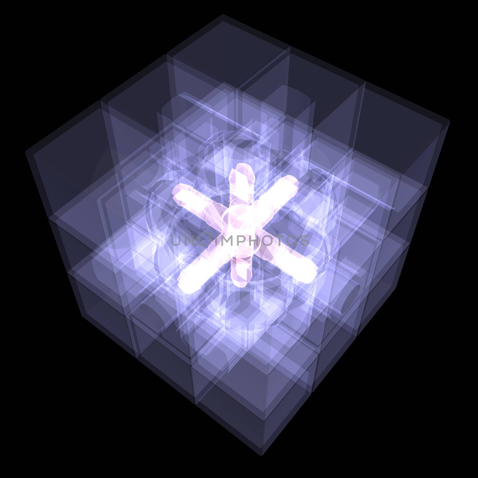 Several cubes connected by one core. X-ray by cherezoff