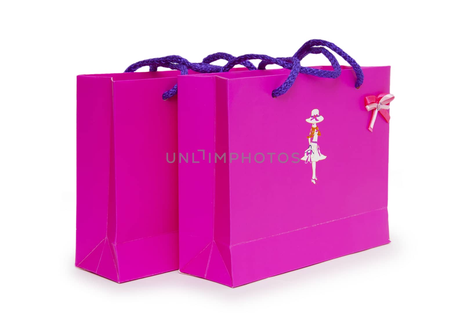 pink gift boxes on white background. 