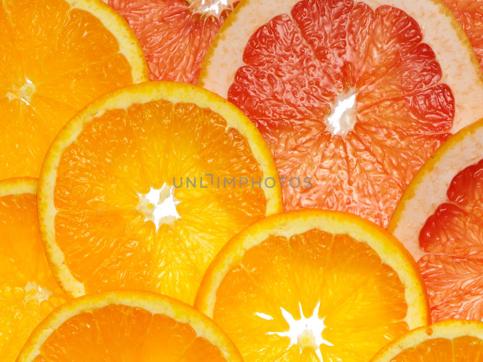 sweet and juicy sliced orange and grapefruit