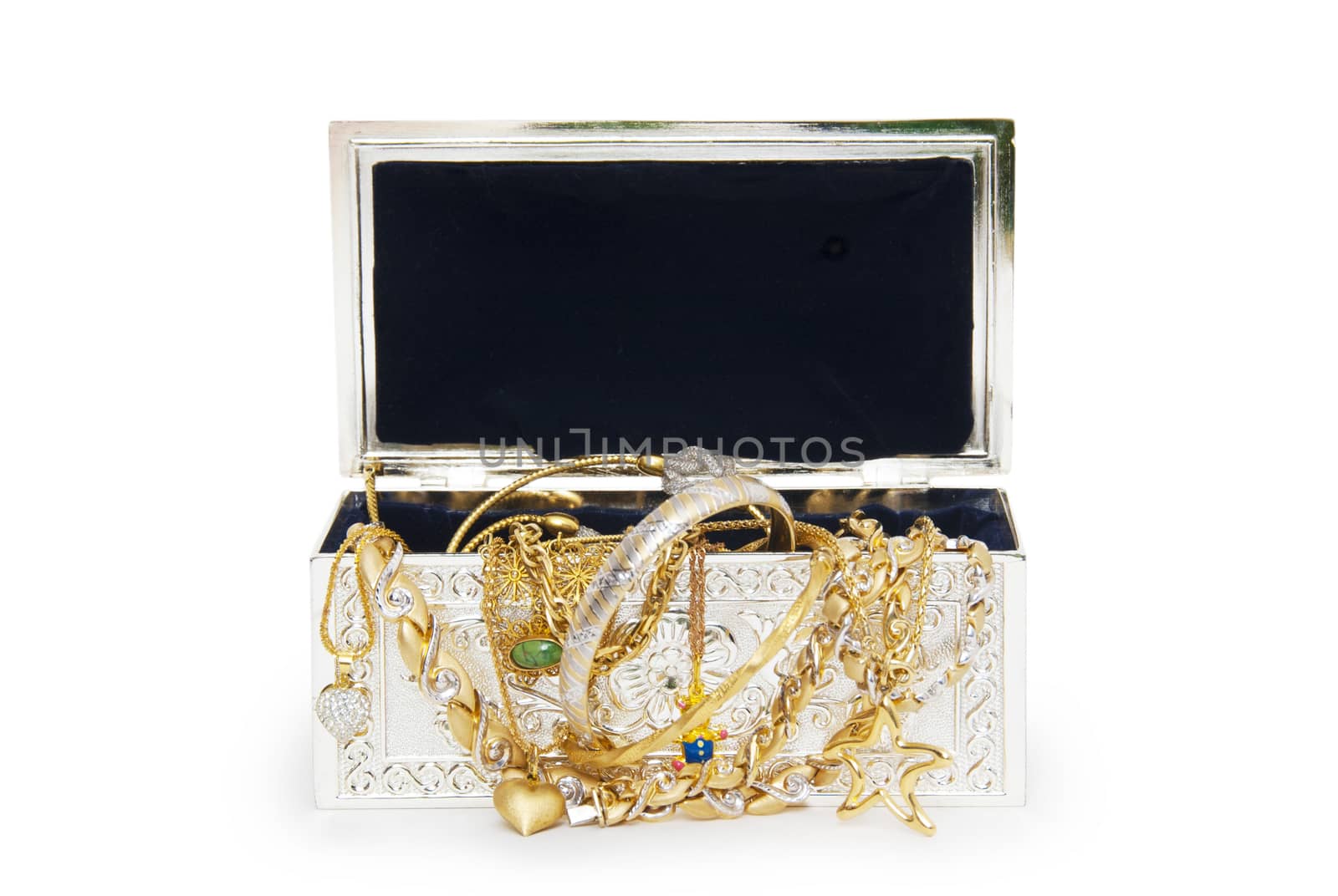 Jewel box with necklaces isolated on white background  by cocoo