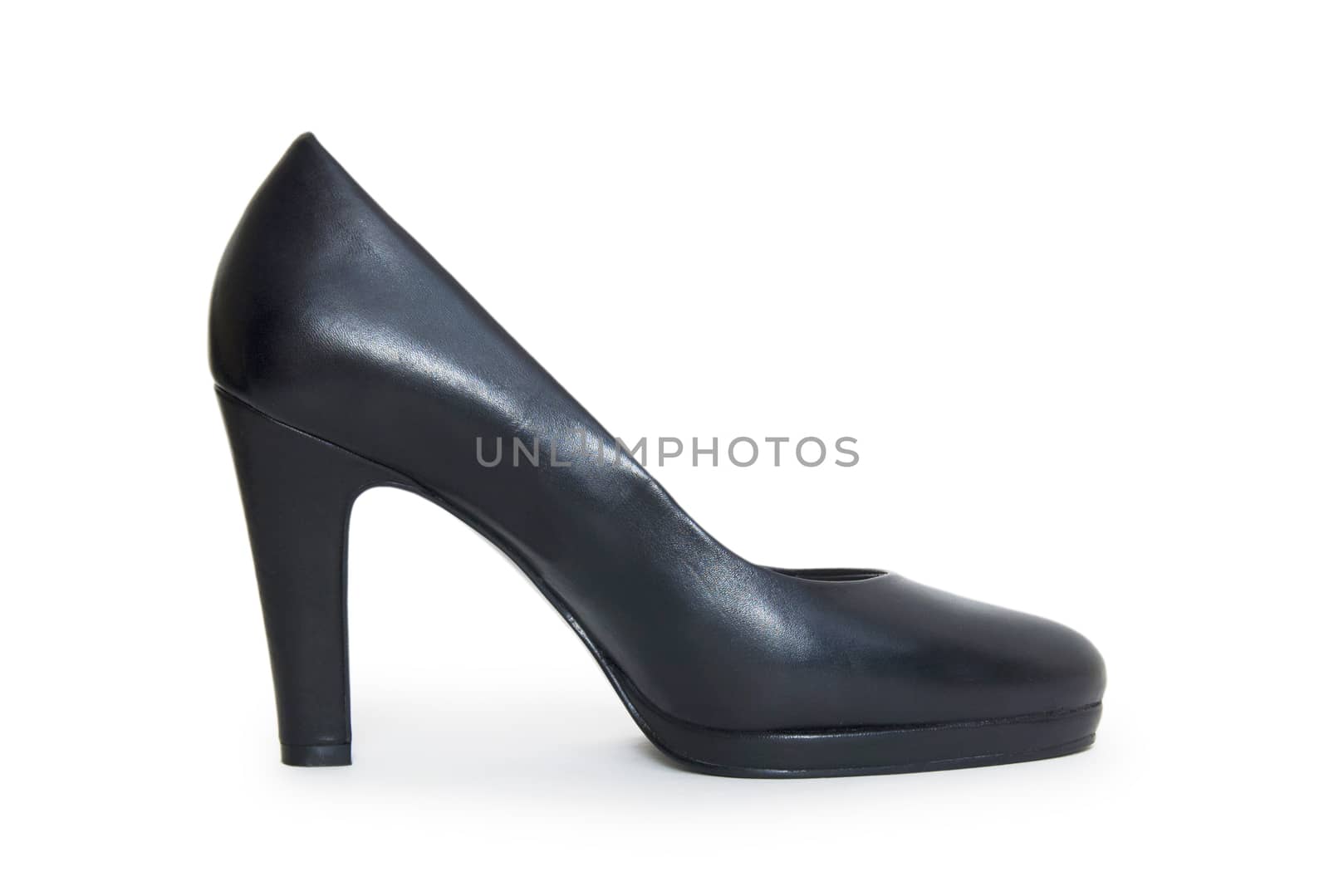 Close-up of female high-heeled shoes over white background by cocoo