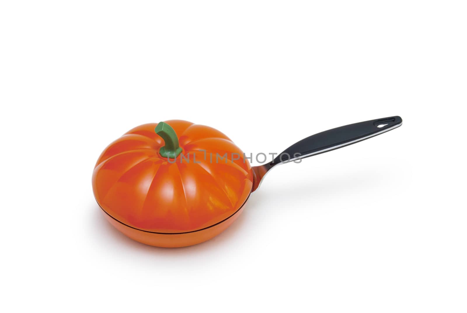 Orange frying pan isolated