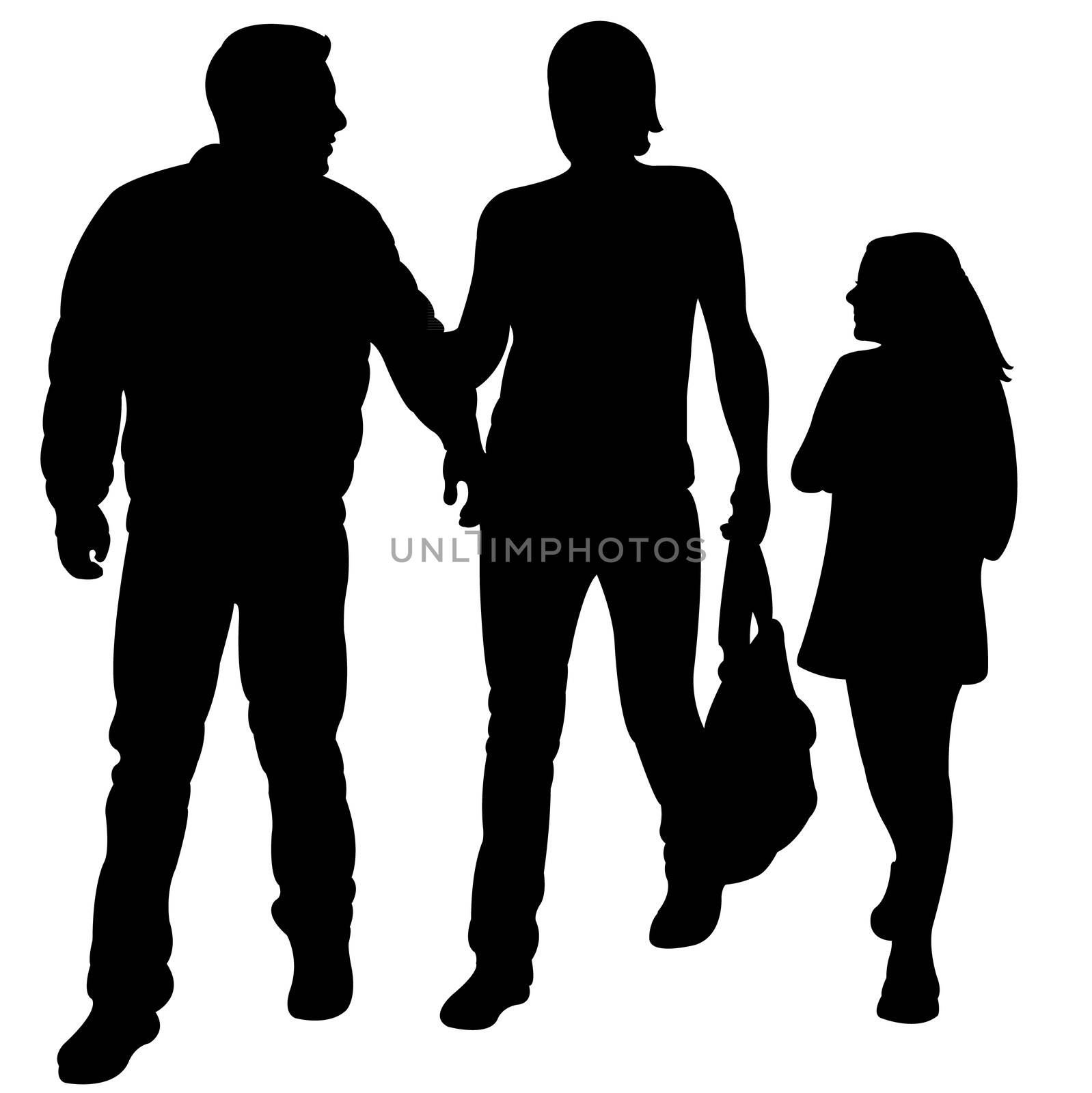 mother, father and daughter walking, silhouette vector by Dr.G