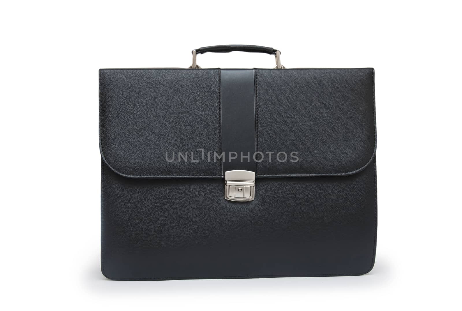 Black business briefcase (front view) on white background by cocoo