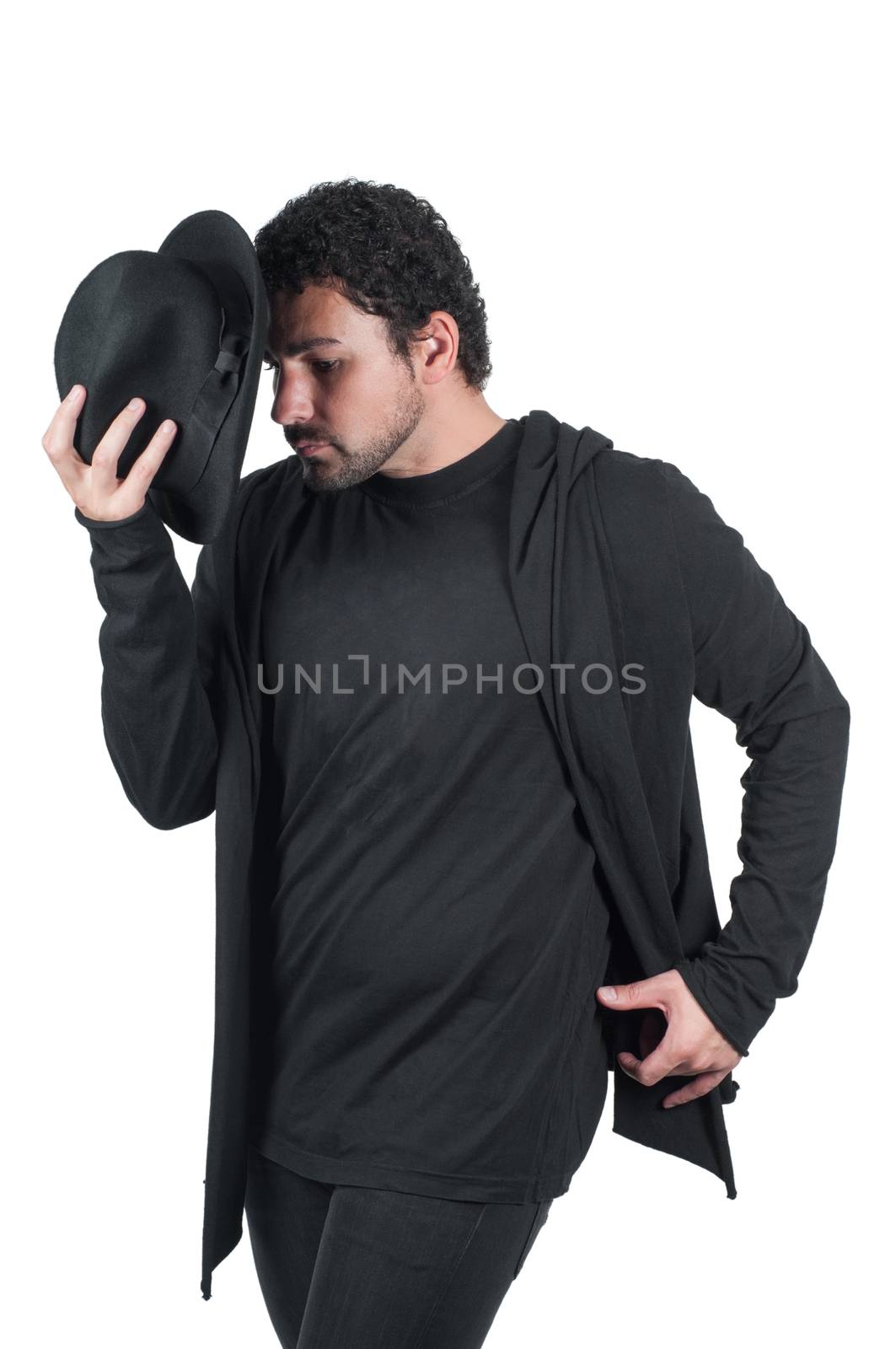 Man in black dancing with hat by anytka
