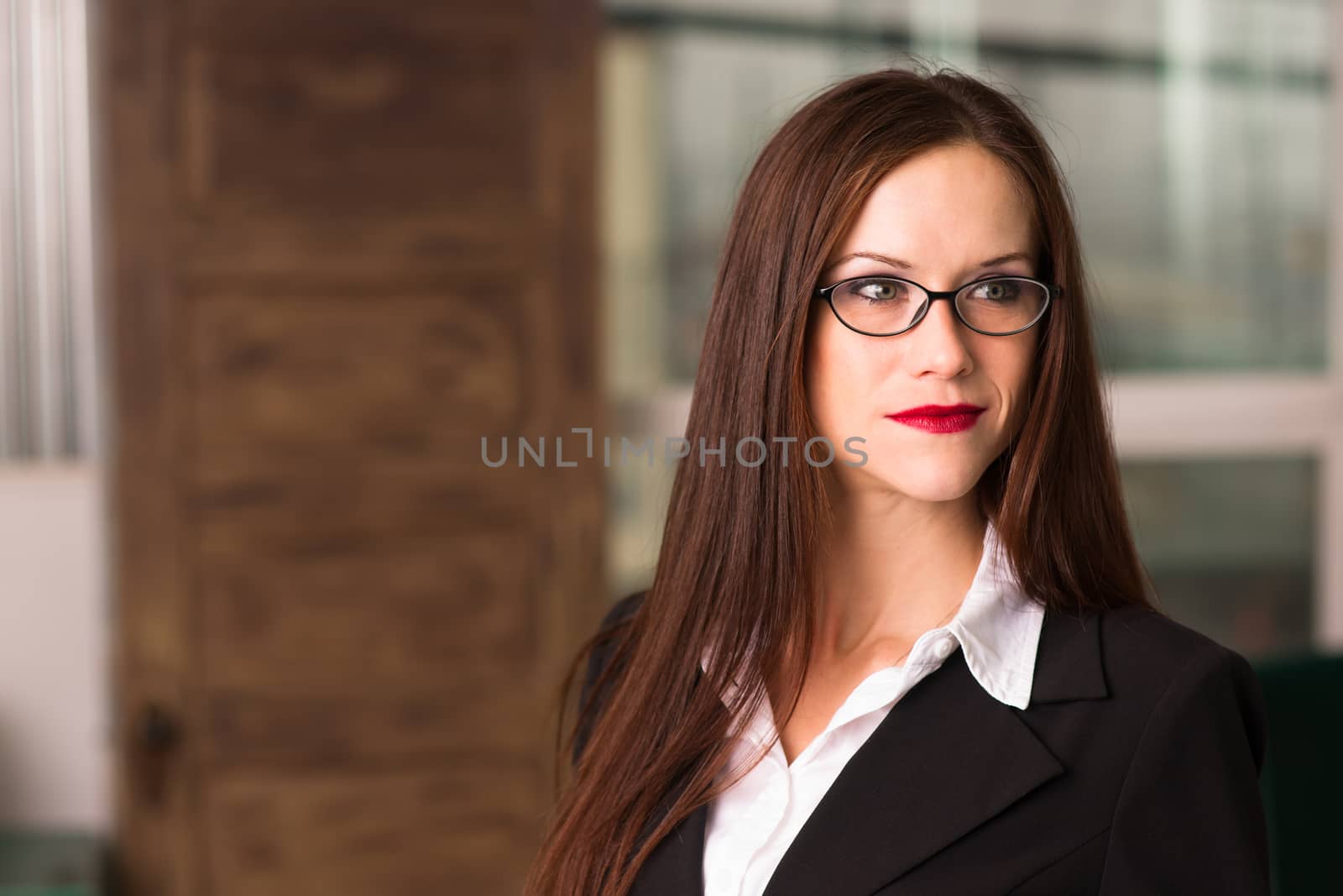 INtellectual Business Woman Female Eyeglasses Smiling Office Work by ChrisBoswell