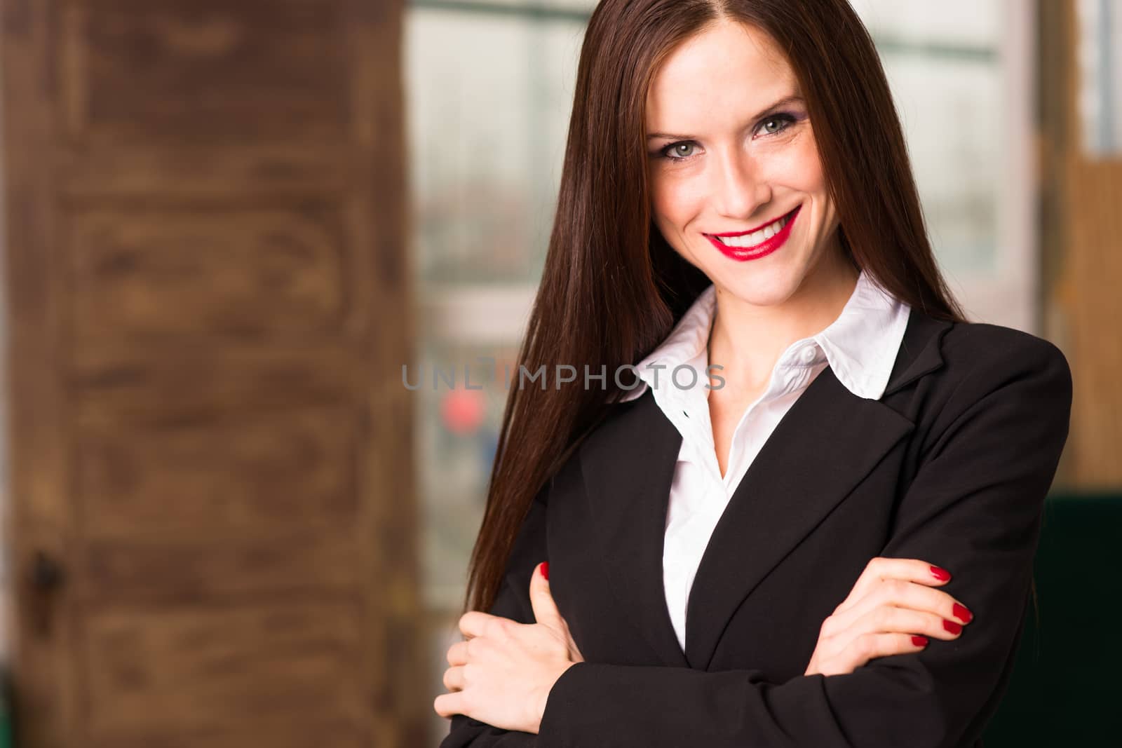Business Woman Female Arms Crossed Smiling Office Workplace by ChrisBoswell