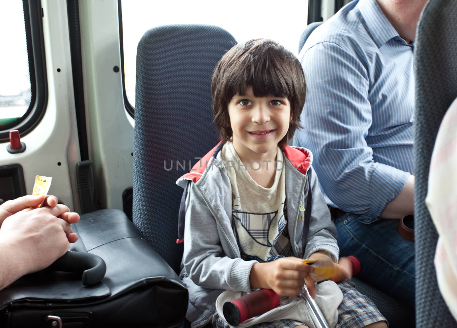 boy in a public transport