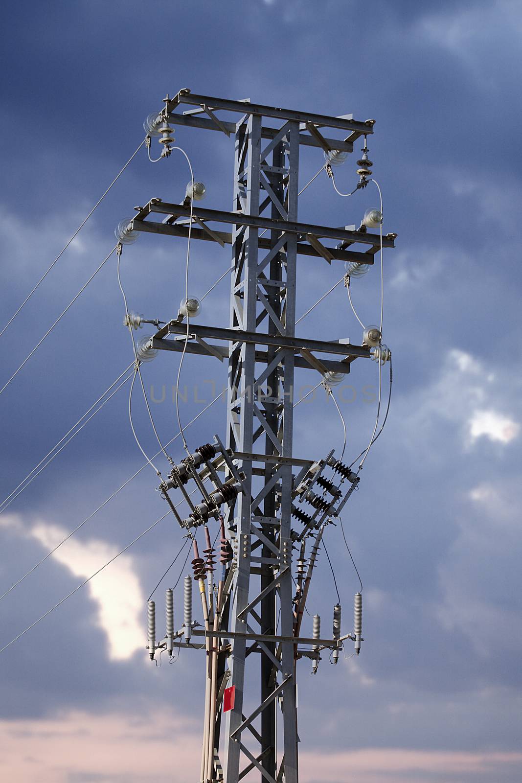 Electricity pylons with high-voltage wires