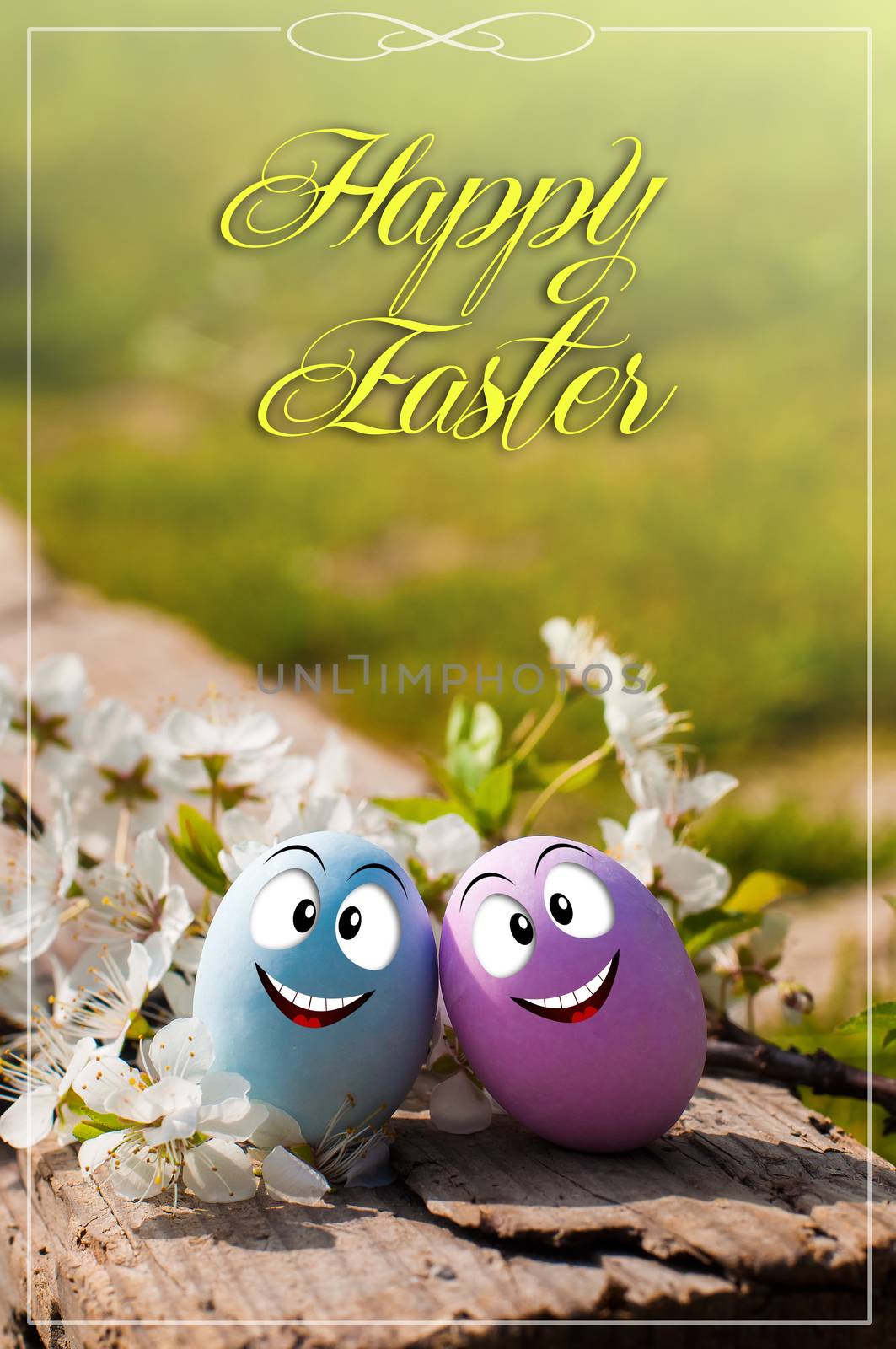 Easter eggs in natural background
