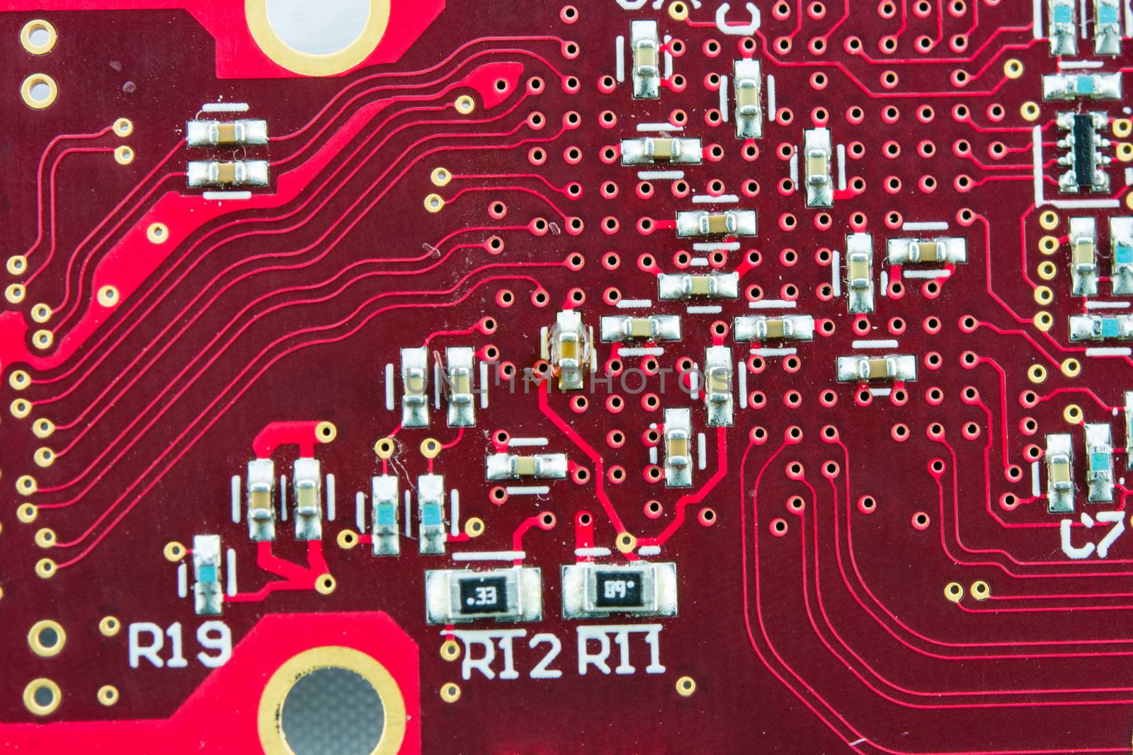 Red Circuit Board Electronics Part IC Components