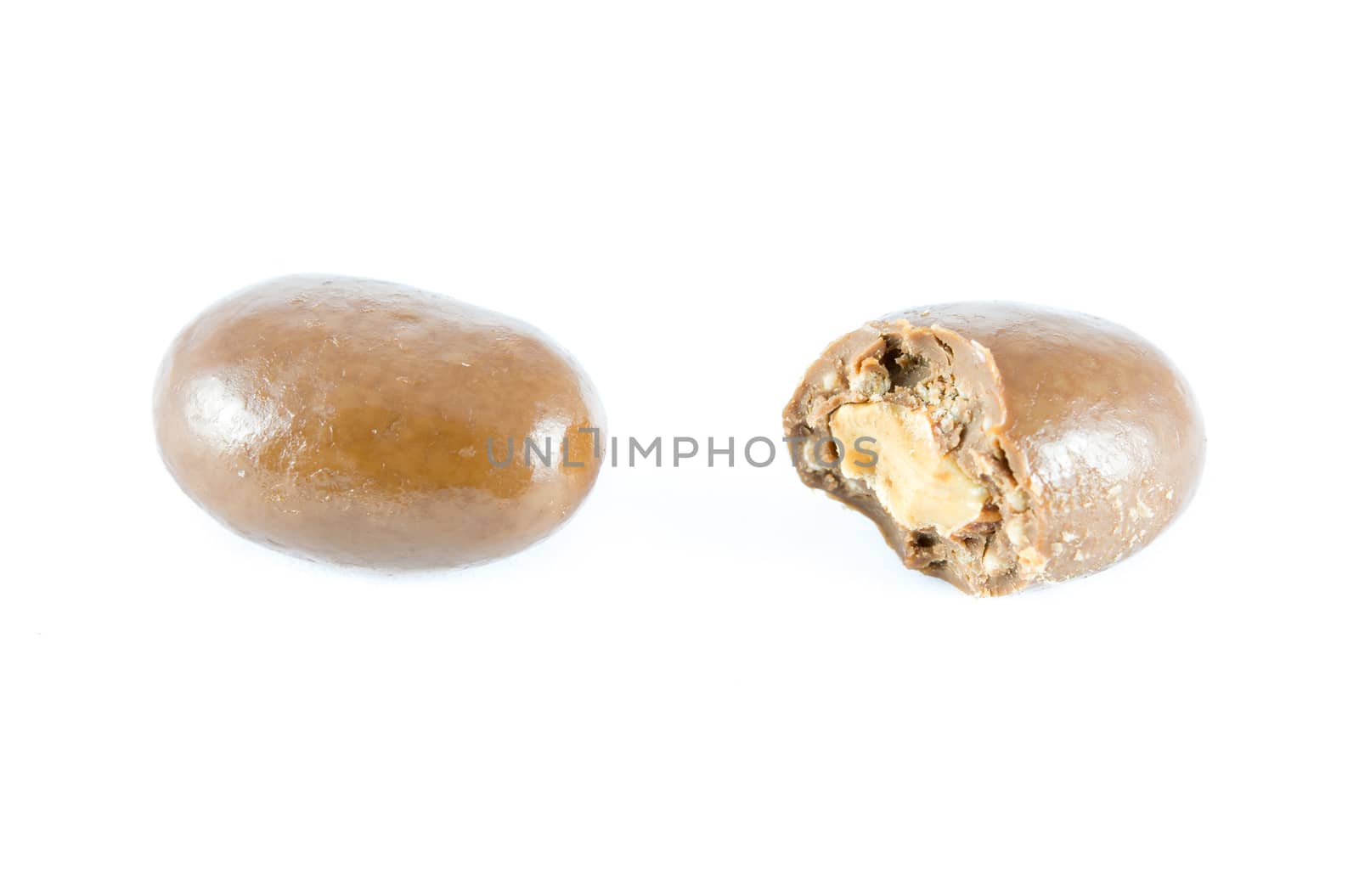 almonds in a chocolate  isolate on white background