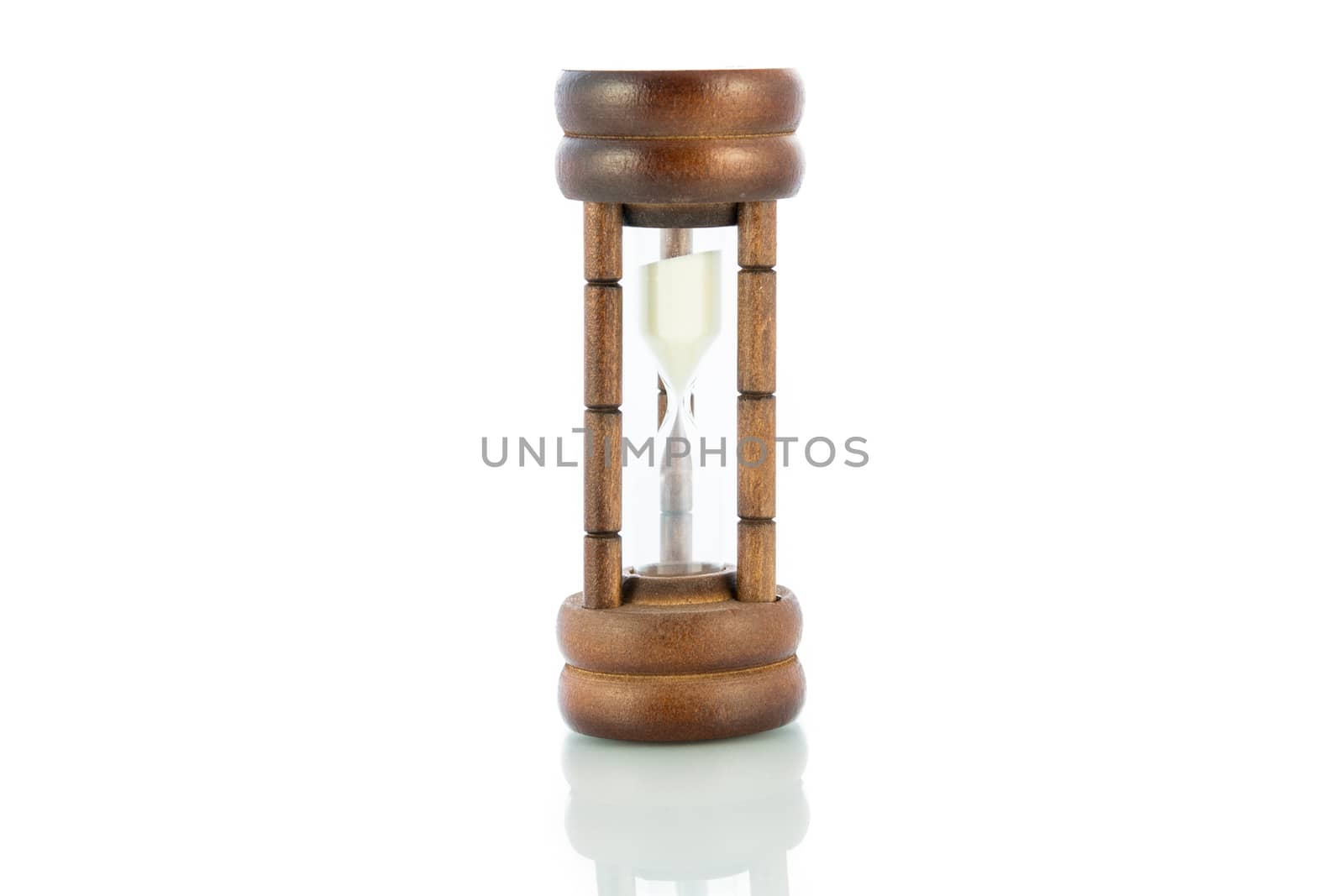 Wood hourglass countdown start isolate on white background