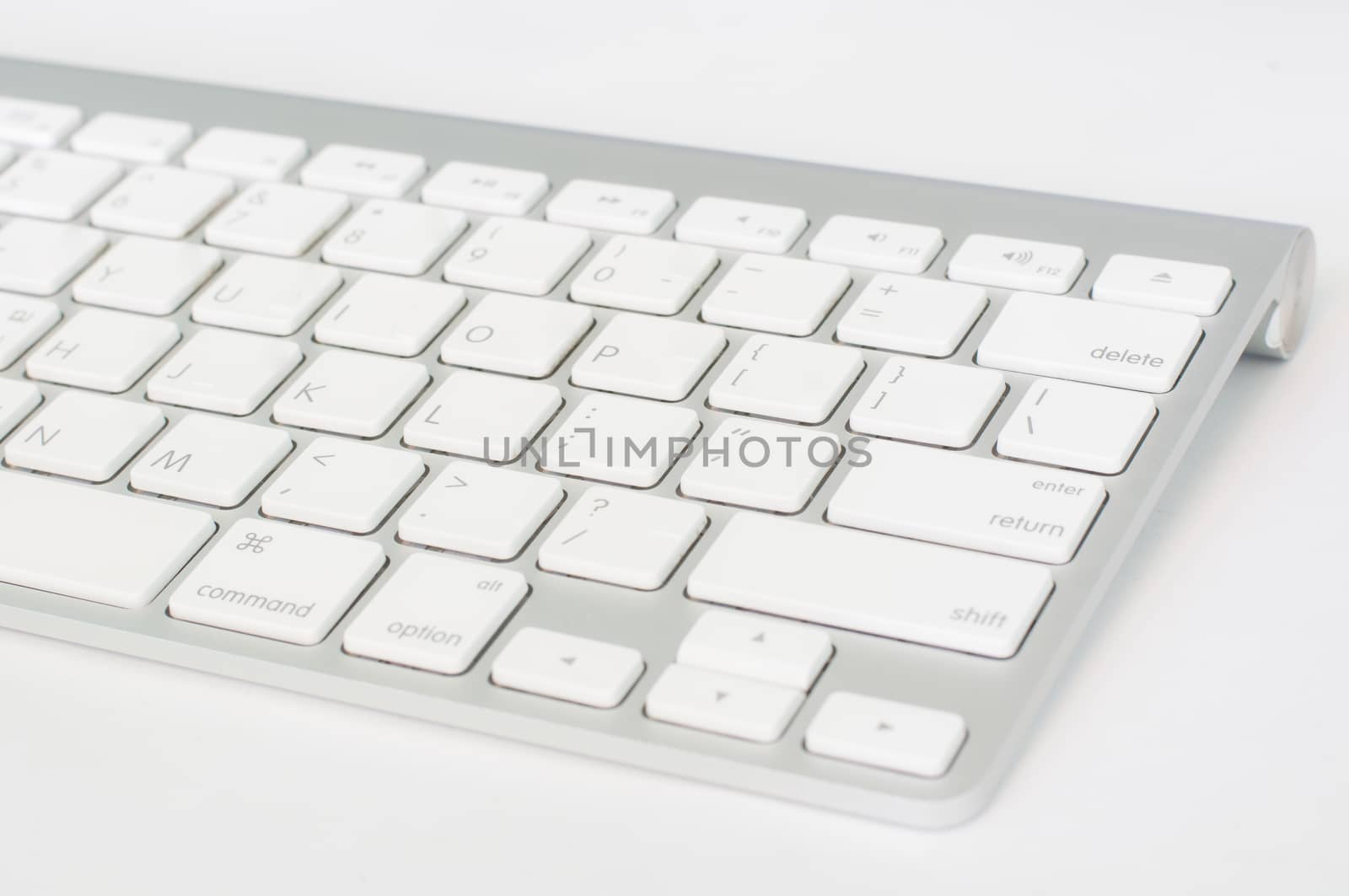 white computer keyboard and on white background