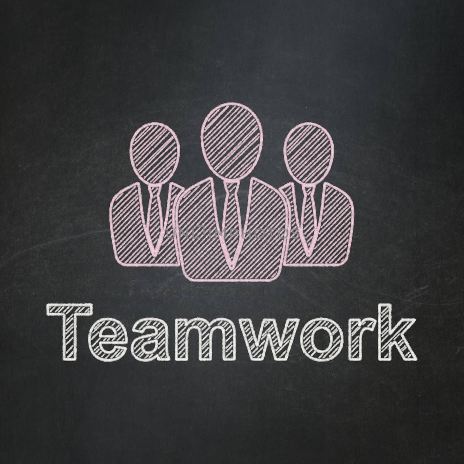 Business concept: Business People icon and text Teamwork on Black chalkboard background, 3d render