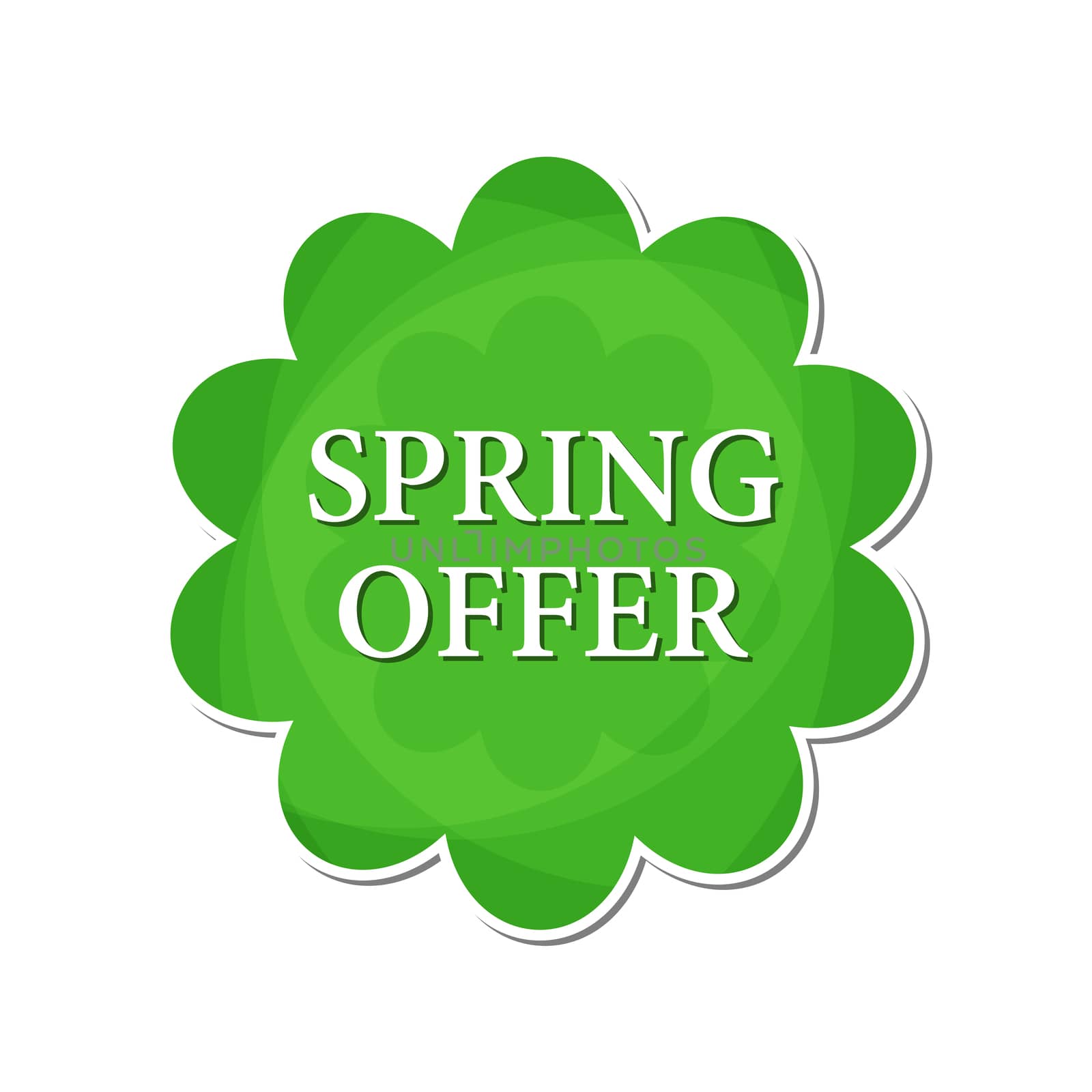 spring offer in green flower label by marinini