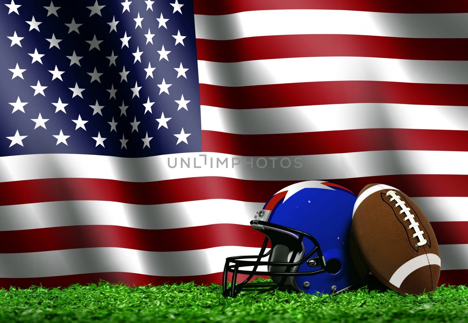 Football with American Flag Background