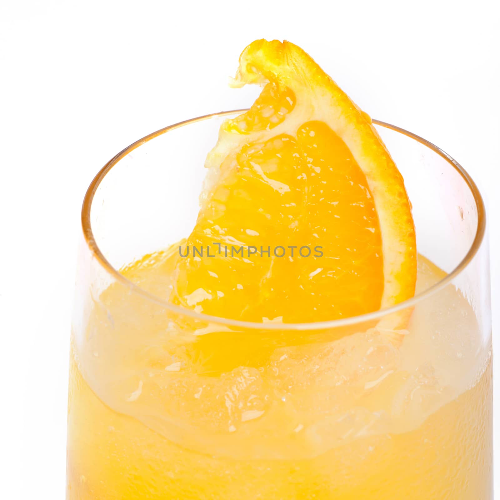 Refreshing cold lemon Cocktail against a white background