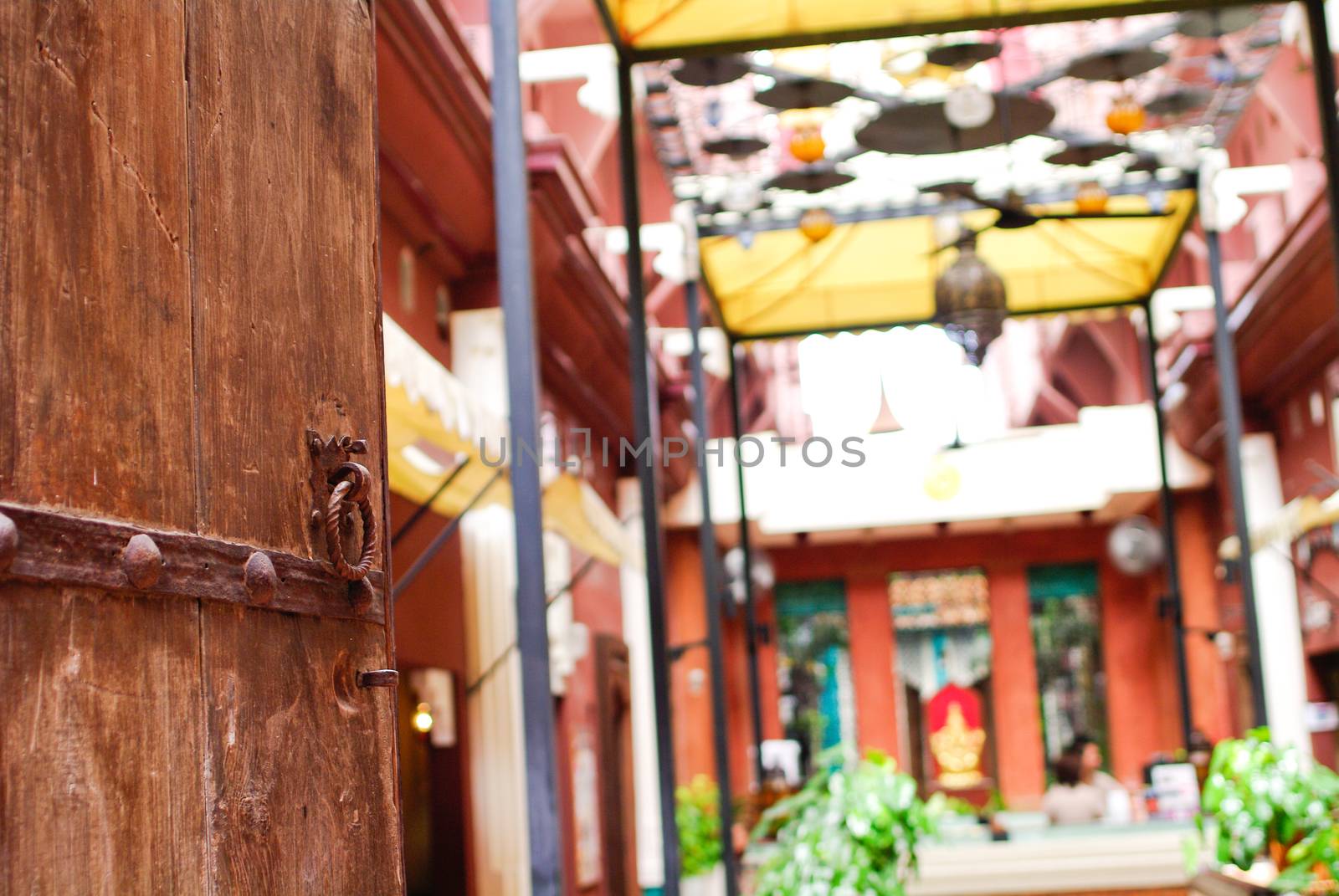 Traditional door in hotel Thailand