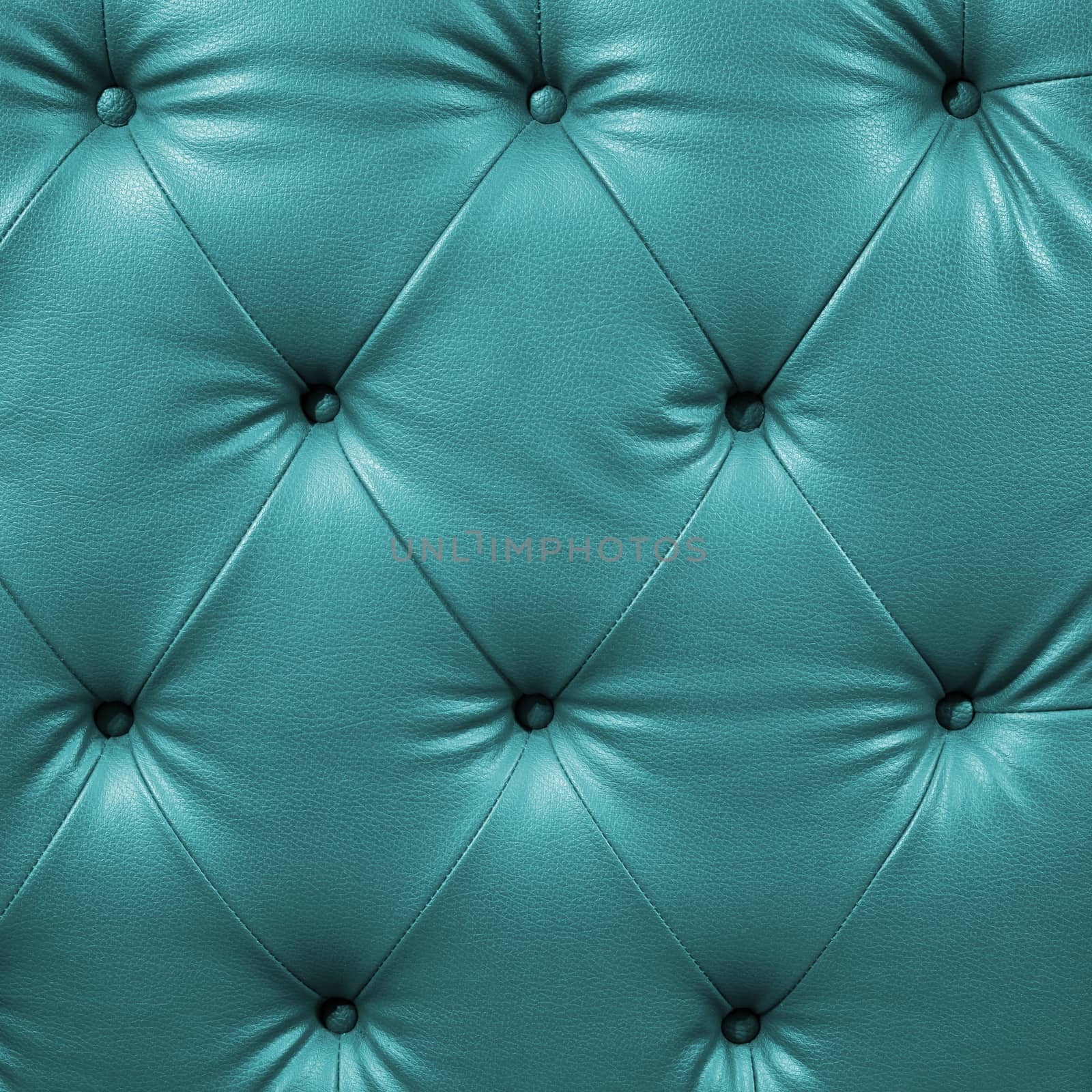 Close up cyan luxury buttoned black leather