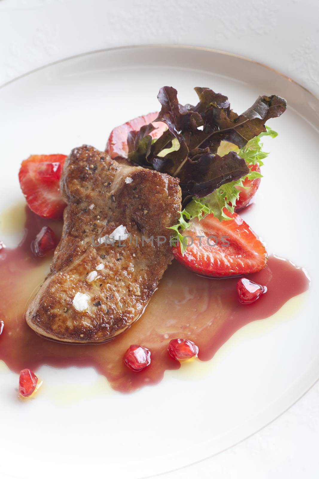 Beef steak with strawberry